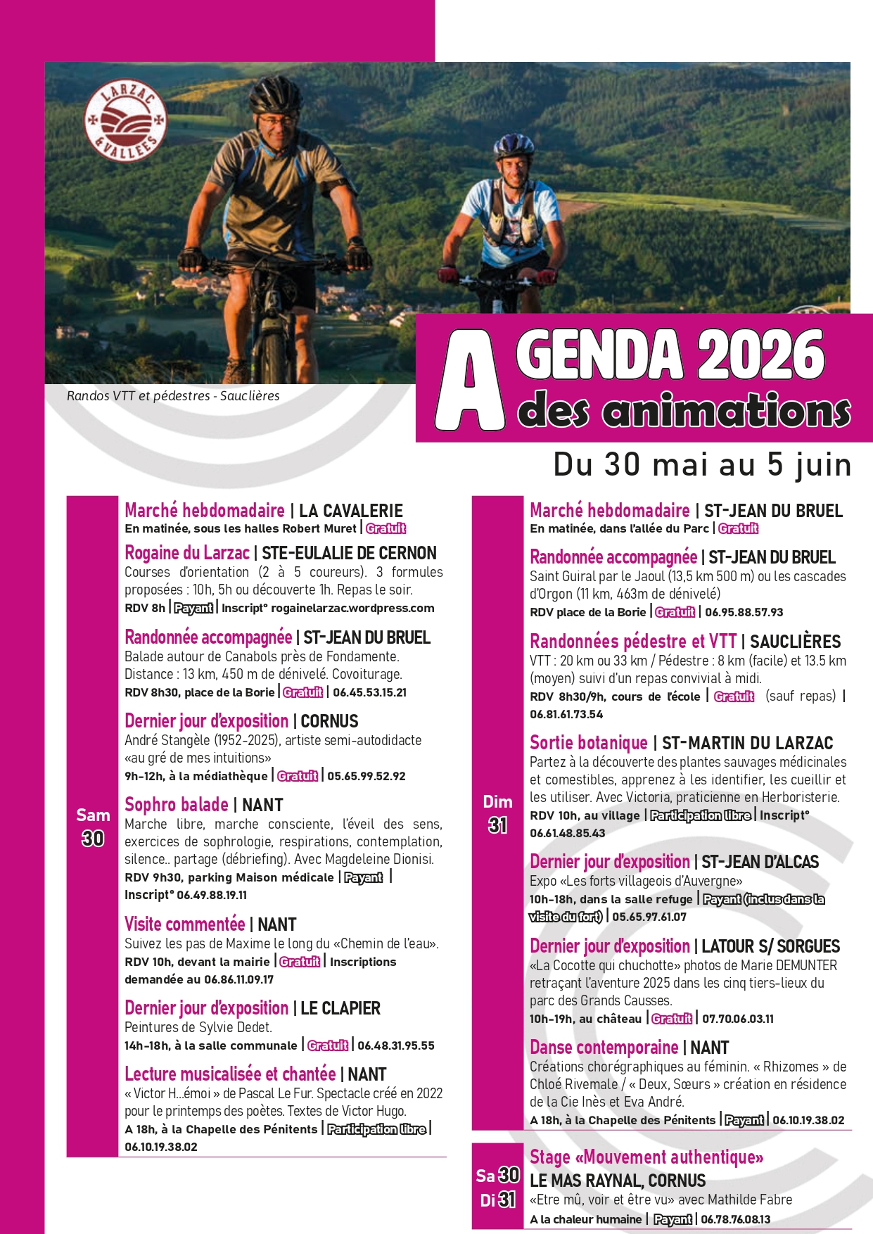 Programme de la semaine Page 1
